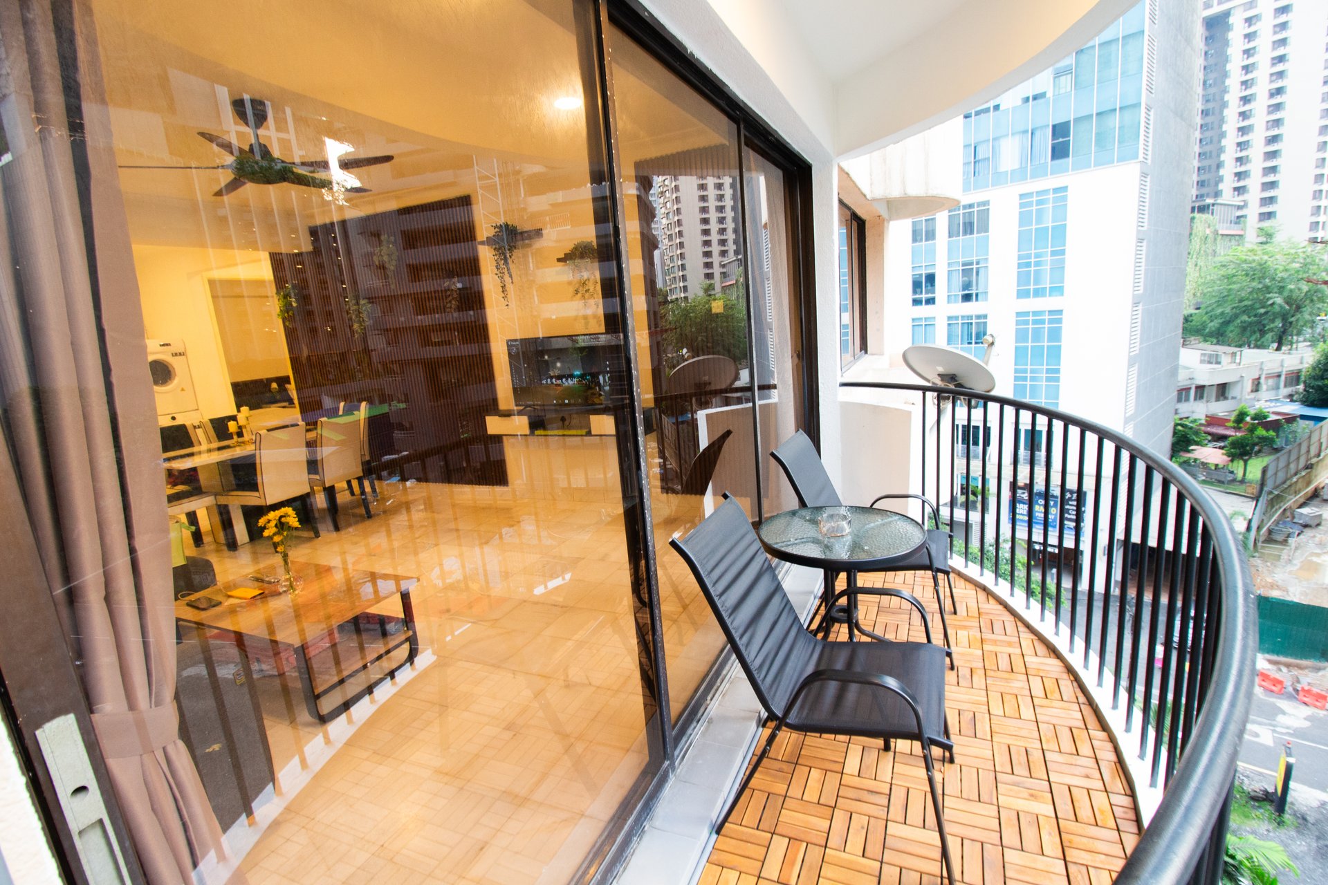 Downtown Condominium KL balcony overlooking central Kuala Lumpur